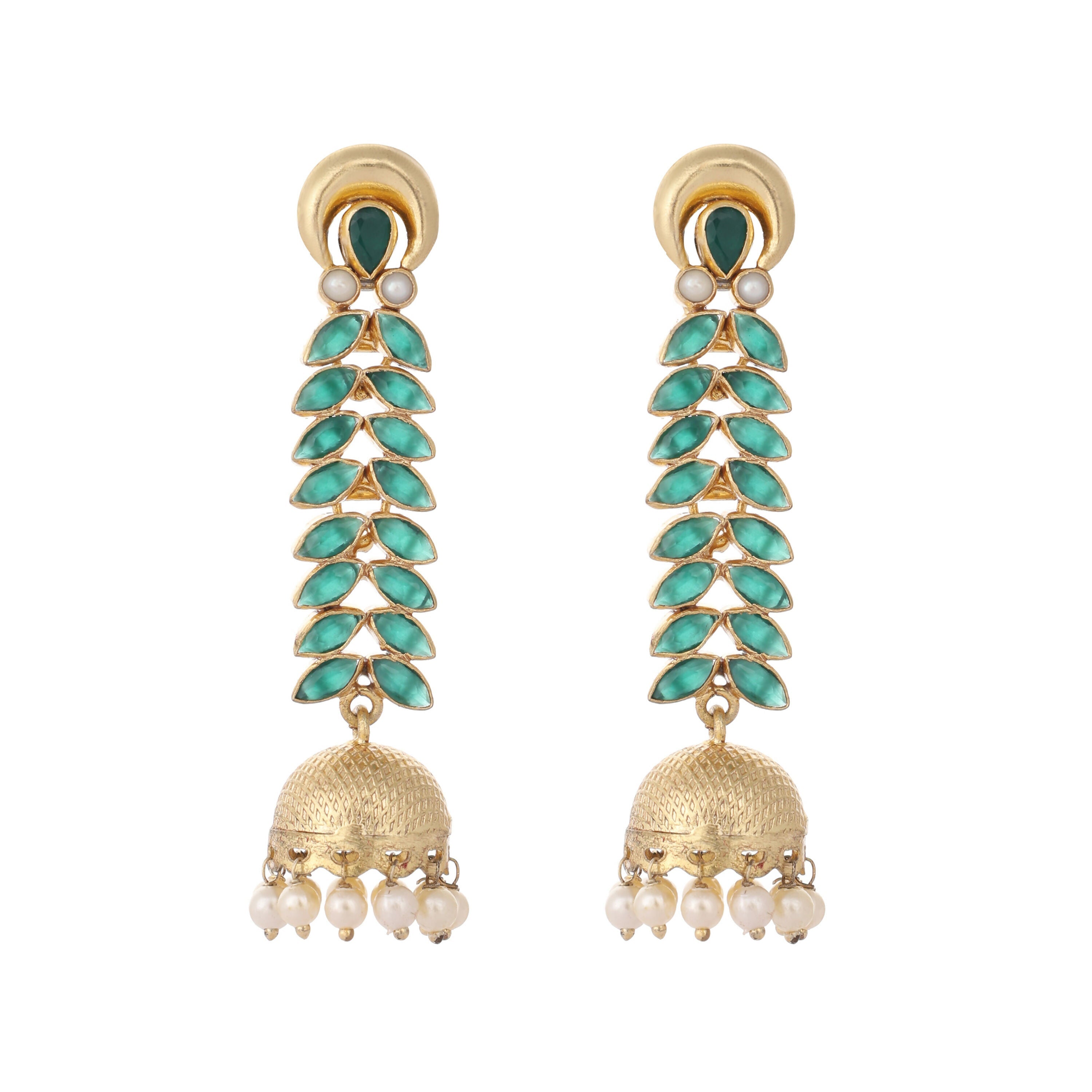 Nuyug 22K Gold Plated Green Fern Earrings - Distacart
