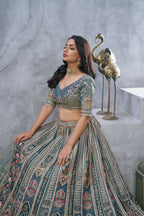 Kesar Fab Grey Organza Hand_Woven Lehenga