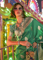 Beautiful Green Handloom Weaving Silk Saree - Emponline