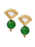Ruby Raang Green Aventurine Kundan Studs - Distacart