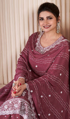 Anaita Maroon Embroidered Work Silk Stitched Sharara suit - Distacart