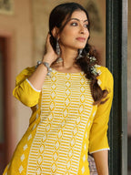Juniper Women's Yellow Georgette Printed Kurta - Distacart
