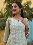 Juniper Women's Ltgreen Georgette Printed Kurta - Distacart