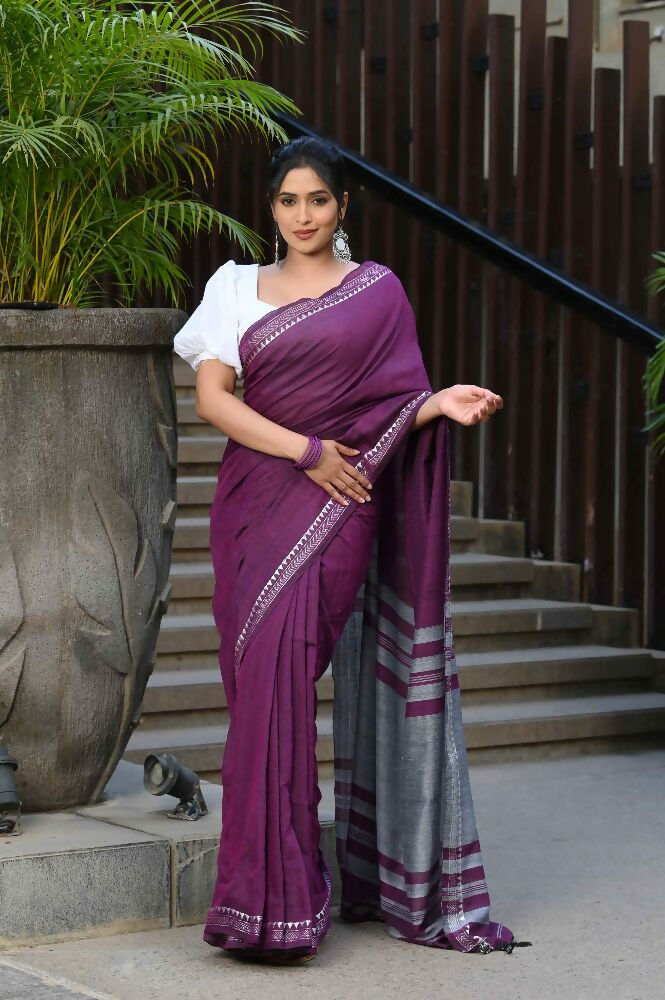 Beatitude Magenta Cotton Handloom Saree