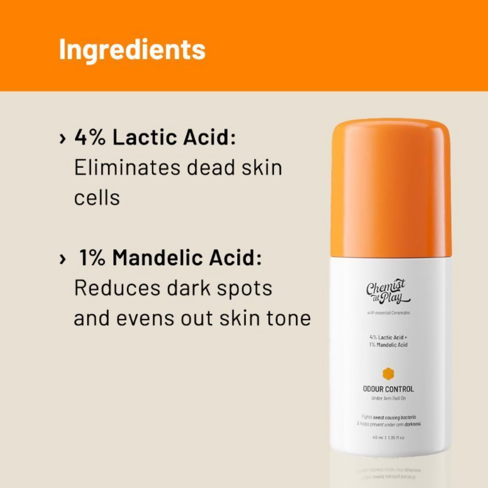 Chemist At Play Lactic Acid Exfoliating Body Wash & AHA Underarm Roll-On Combo - Distacart
