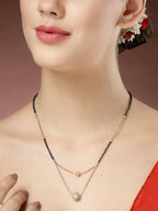 NVR Women's Rose Gold CZ Stone-Studded & Beaded Layered Mangalsutra - Distacart