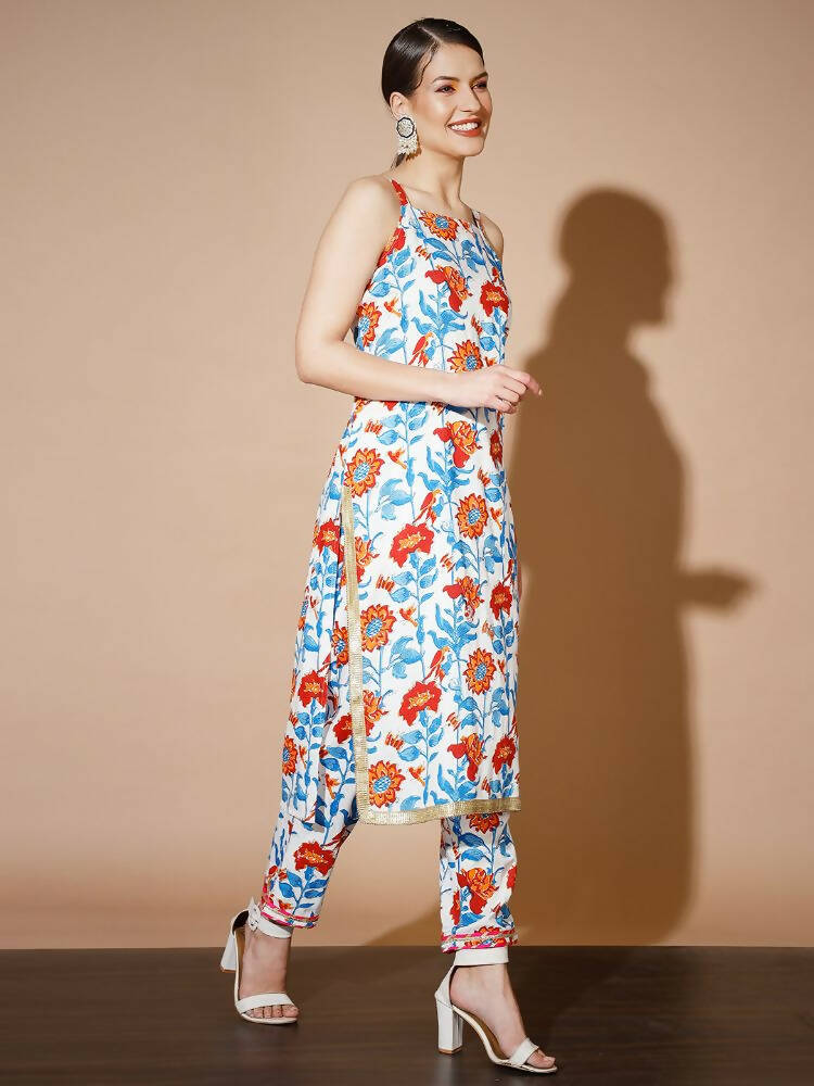 Myshka Women Multi Printed Kurta & Trousers With Dupatta - Distacart