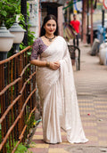 Grey Poly Silk Ethnic Motifs Saree with Unstitched Blouse - Hiral Fashion