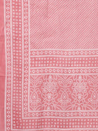 Yufta Women Pink Printed Regular Pure Cotton Kurta with Palazzo and Dupatta