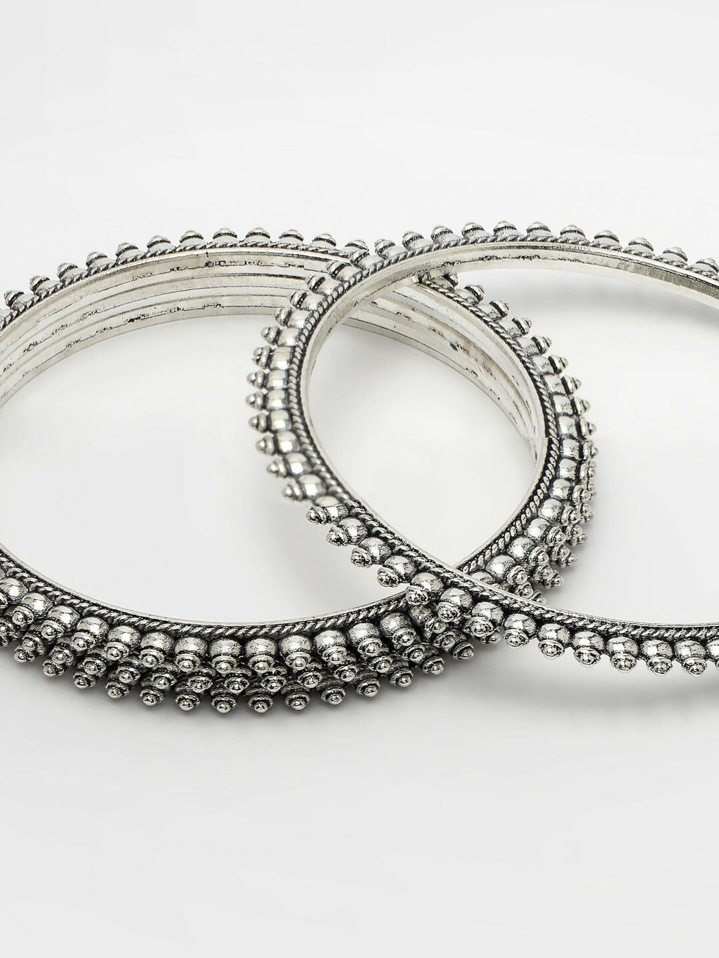 NVR Women's Set of 4 Silver-Toned German Silver Oxidised Bangles - Distacart
