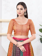 Joban Fashion Copper Tissue Elbow Sleeveless Front Open Blouse
