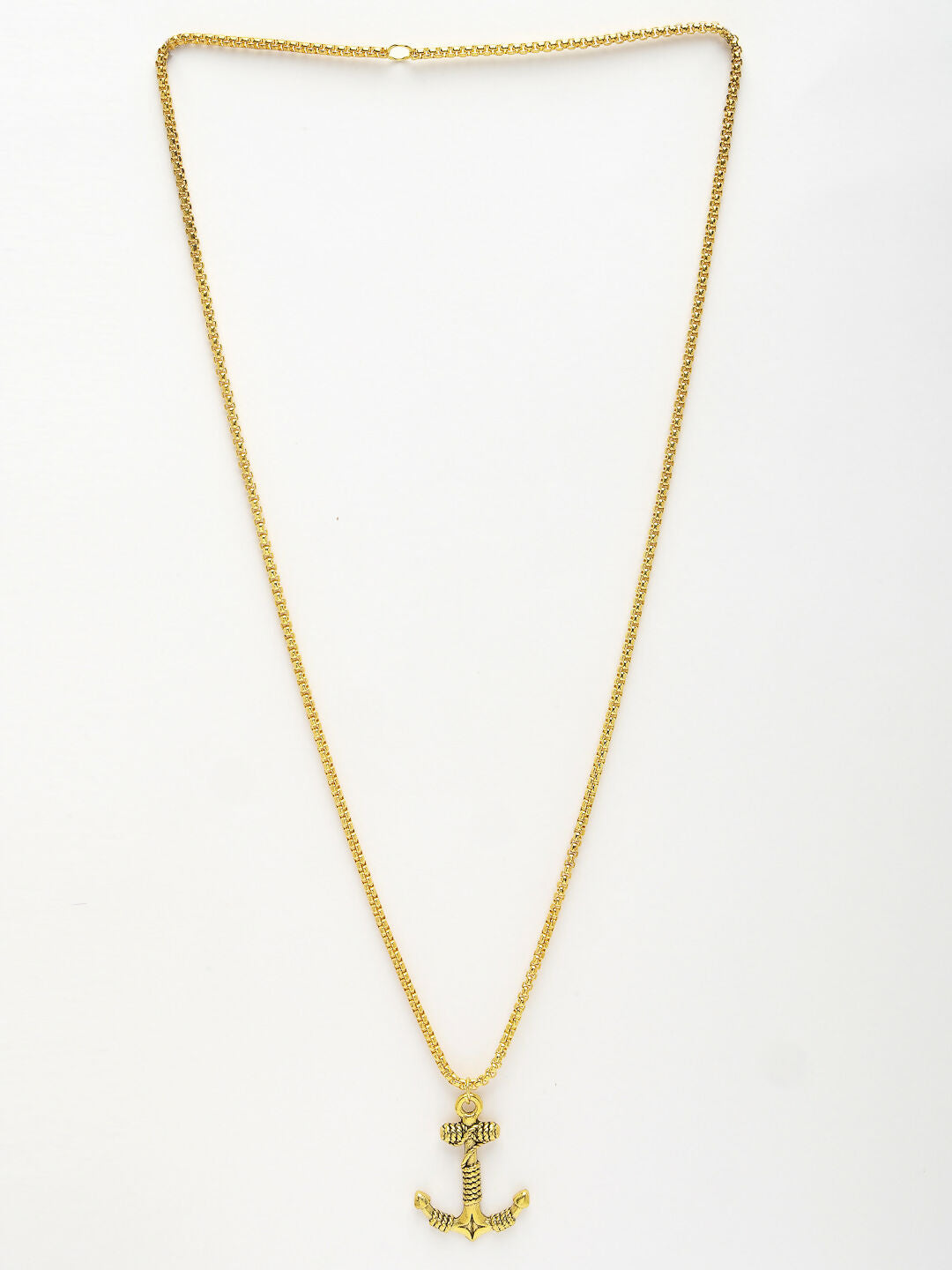 NVR Men's Gold-Polished Stainless Steel Pendant with Chain