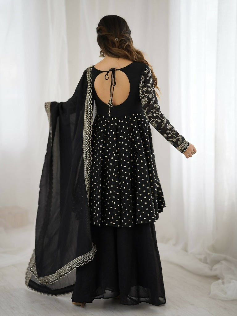 Teeya Creation Black Color Embroidery Work Wedding Wear Salwar Suit - Distacart
