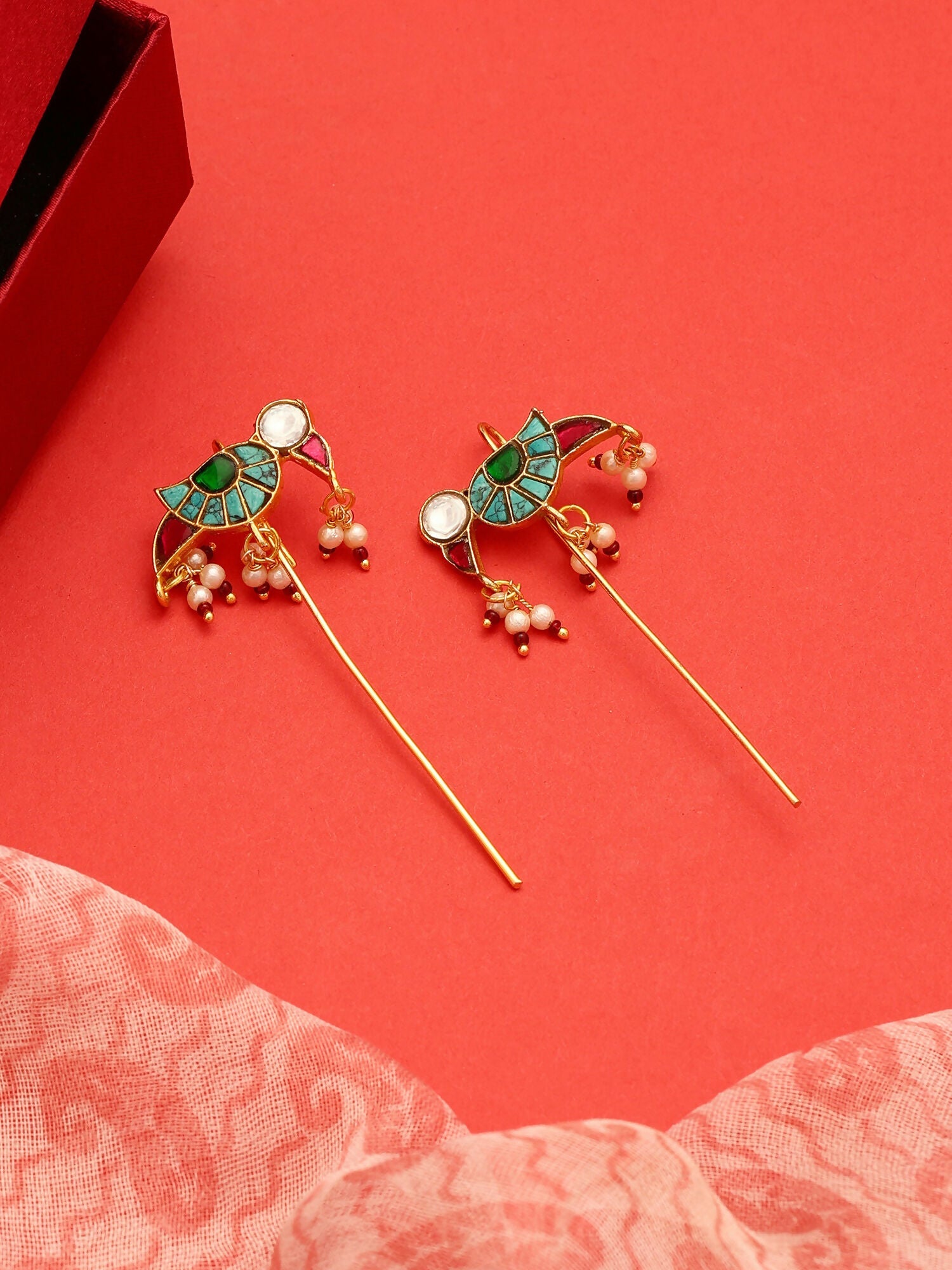 Ruby Raang Maroon Drops Ear Cuff - Distacart
