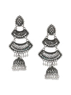 NVR Women Silver Toned Contemporary Jhumka Earrings - Distacart