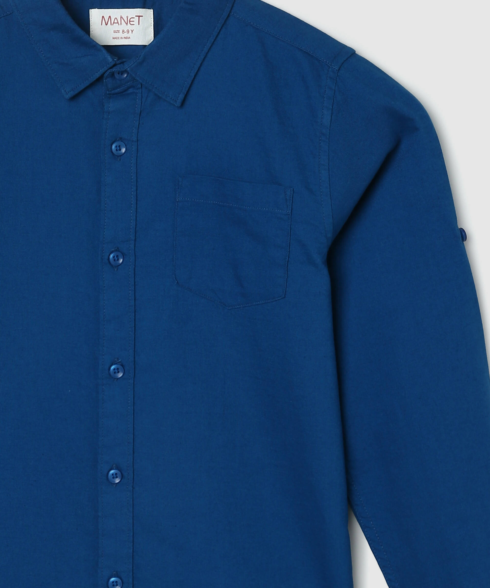 Manet Boys Full Sleeves Solid Shirt - Dark Blue