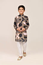 Joban Fashion Cotton Silk Black Kurta With Straight Fit Pant