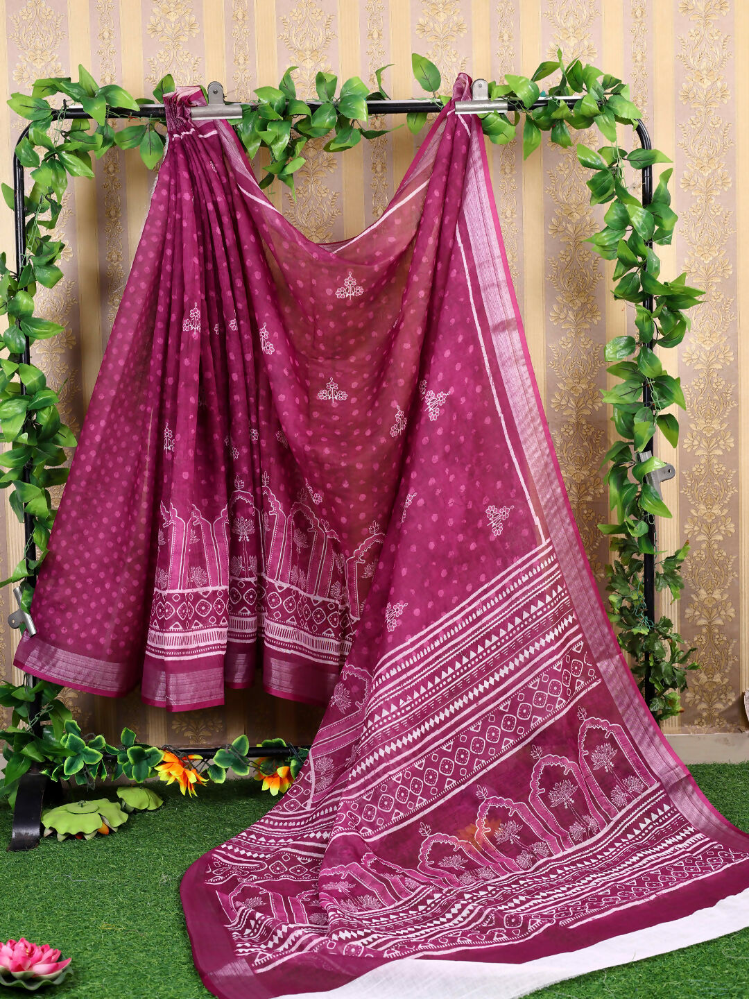 Shree Shyam Fashion Cotton Magenta Saree - Distacart
