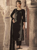 Jyoti Fashion Women's Brown Velvet Floral Resham Thread with Jari work Kurta with Trouser & Dupatta