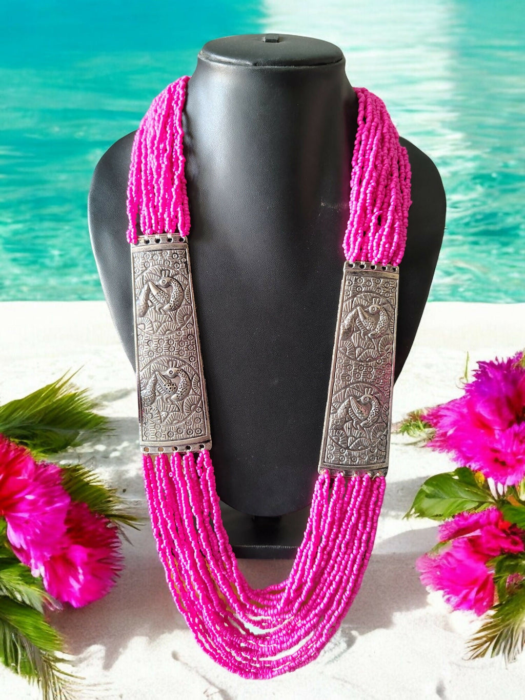 Inhanns Saree Shobha Statement Necklace - Pink Necklace