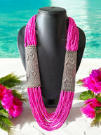 Inhanns Saree Shobha Statement Necklace - Pink Necklace