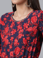 Ahalyaa Womens Navy & Red Rayon Printed Jumpsuit
