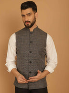 Even Apparels Nehru Jacket With Welt Pockets - Grey