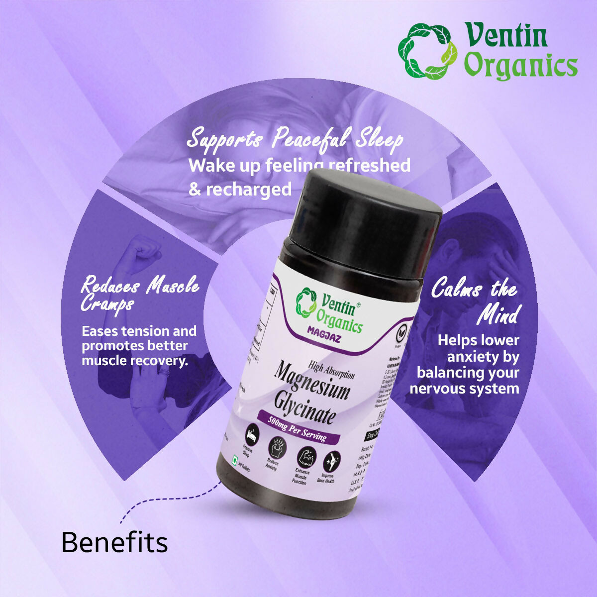Ventin Organics Magjaz Magnesium Glycinate Tablets