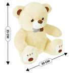 Webby Plush Cute Sitting Teddy Bear Soft Toys with Neck Bow and Foot Print (Beige)