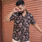 Miravan Men's Multi Colour Floral Printed Half Sleeve Slim Fit shirt