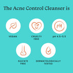 Foxtale 2% Salicylic Acid Acne Control Cleanser For Oily And Acne Prone Skin - Reduces Pimples and Breakouts
