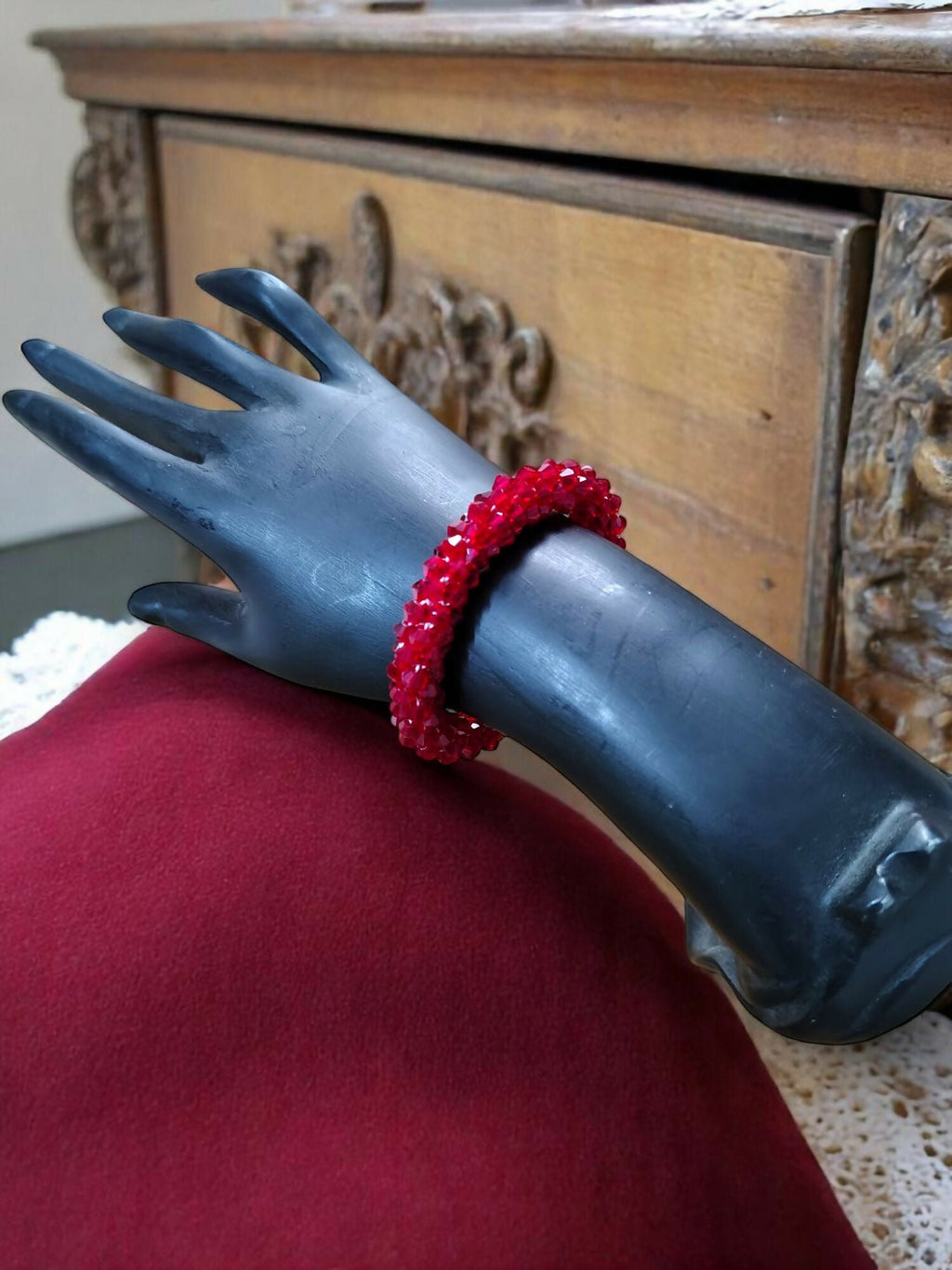 Inhanns Unisex Crystal Bloom – Adjustable Crystal Bead Bracelets - Maroon - Distacart