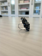 Inhanns Rang-E-Roshan Adjustable Ring – Handmade Crystal Statement Ring - Black
