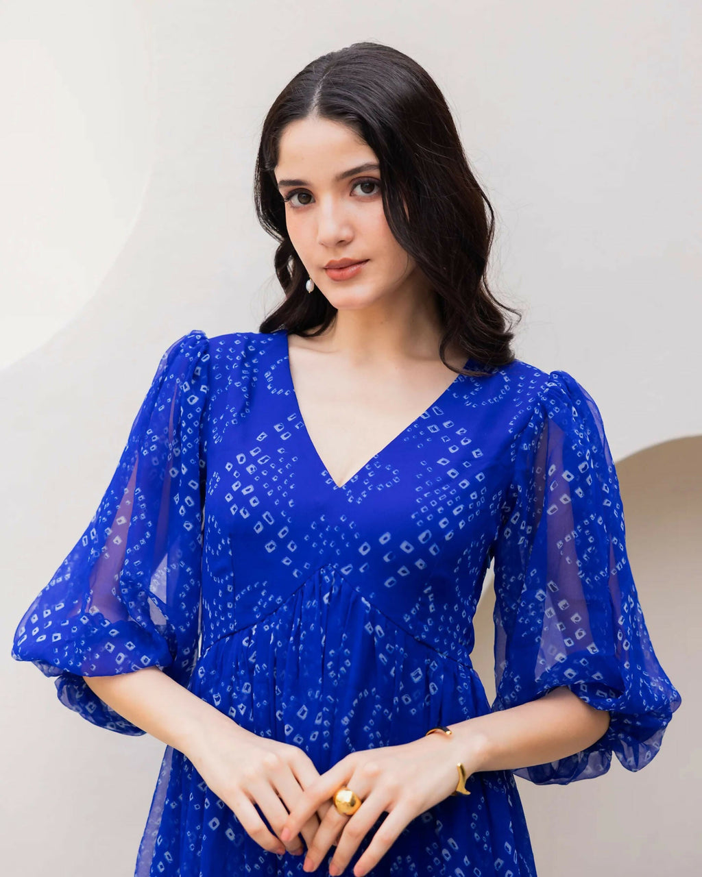 Aayaa Designer crape hand work Multi indo western - Blue - Distacart