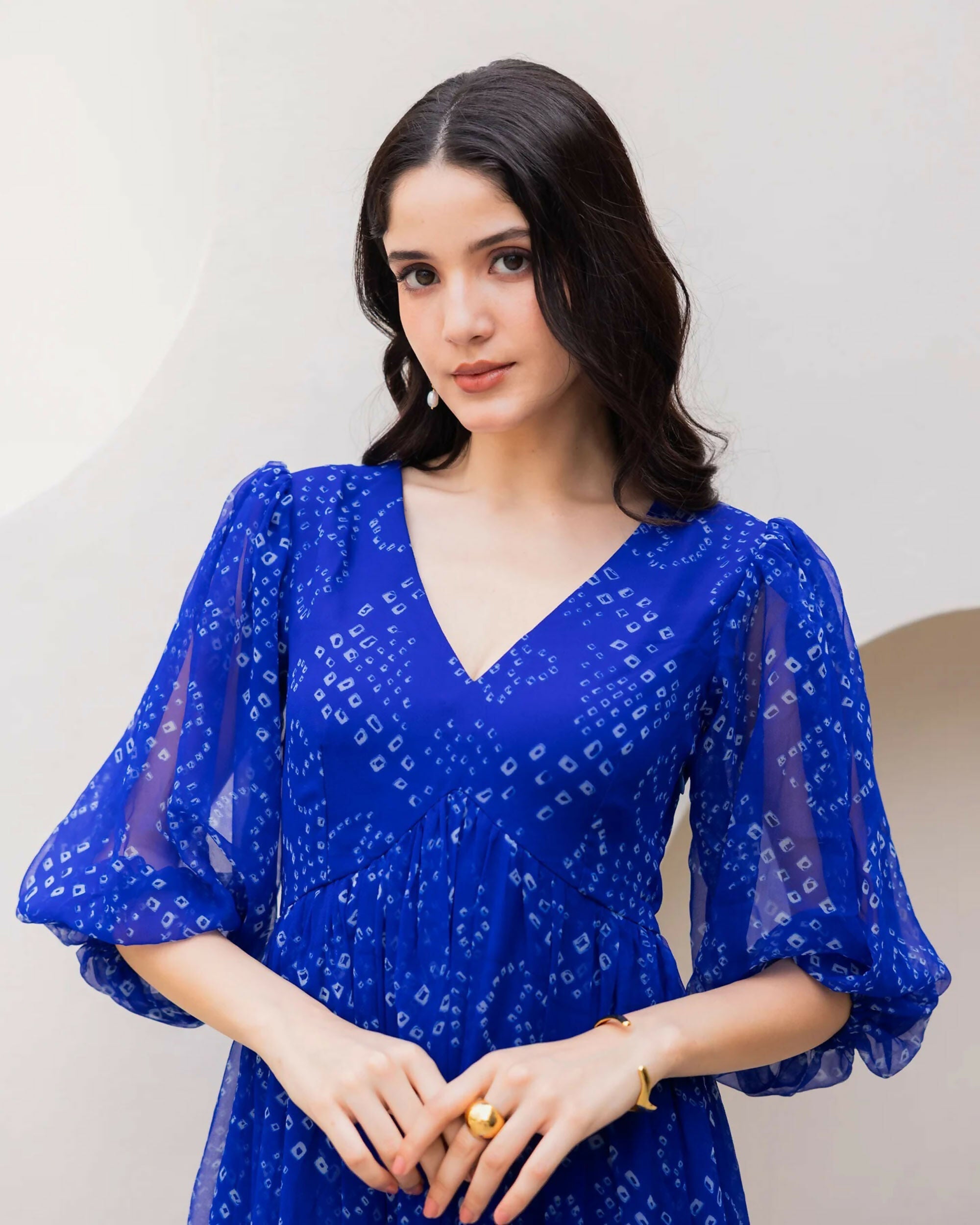 Aayaa Designer crape hand work Multi indo western - Blue - Distacart