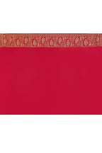 Joban Fashion Hot Pink Crepe Chiffon Banarasi Pure Handloom Banarasi Silk Saree