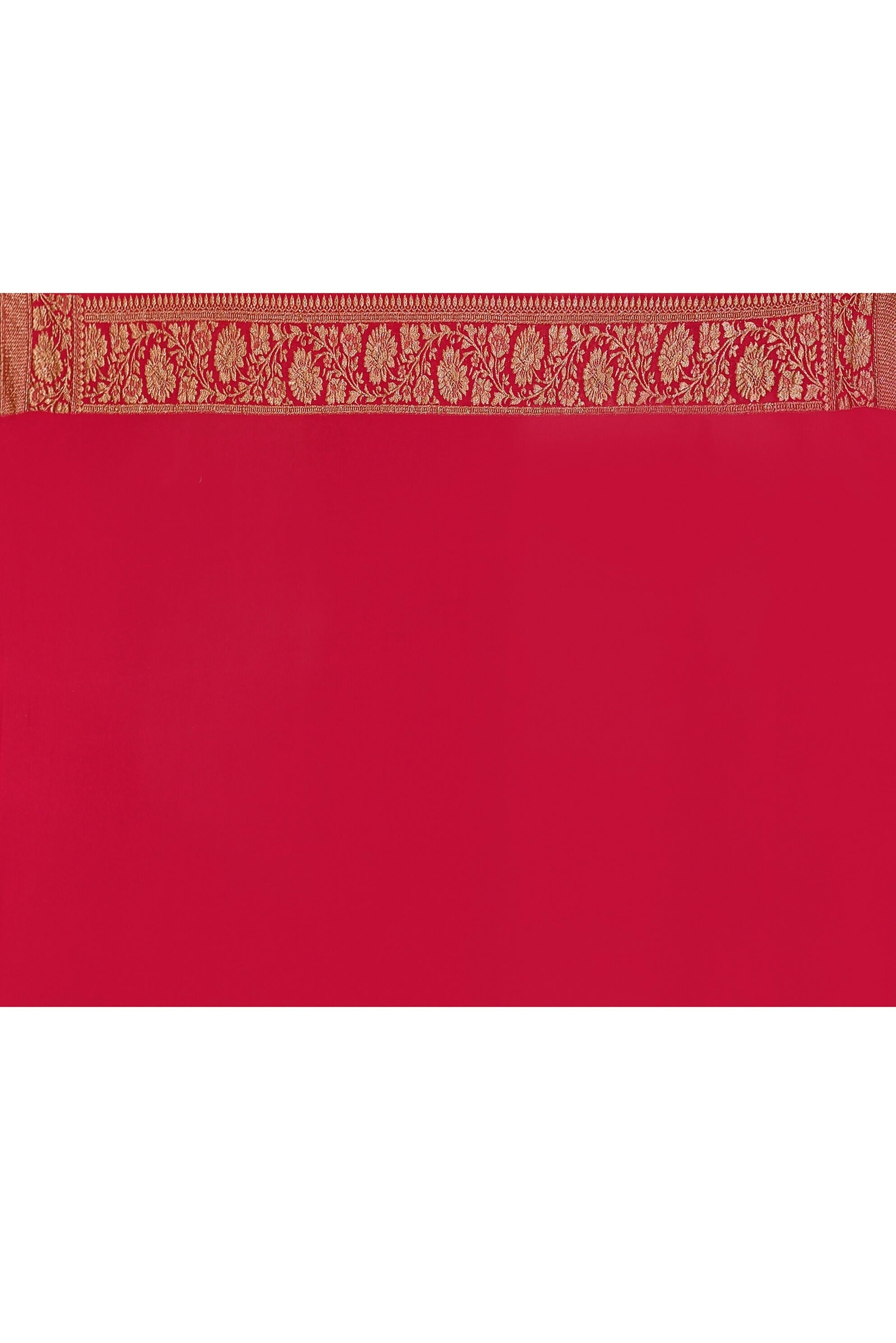 Joban Fashion Hot Pink Crepe Chiffon Banarasi Pure Handloom Banarasi Silk Saree