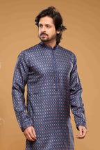 Raivat Ethnic Art Silk Digital Print Pintux Work Kurta Pajama In Blue Colour