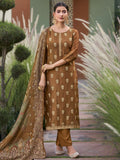 Jyoti Fashion Women's Brown Pure Silk Elegant Jacquard Woven Kurta with Trouser & Dupatta