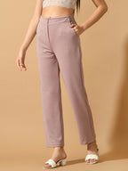 Myshka Women's Lavender Straight Fit Party Trouser