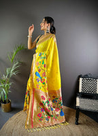 Joban Fashion Green Motifs Paithani Sarees