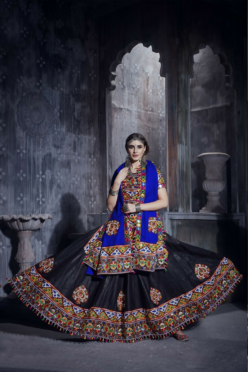 AI Fashion Black Art Silk Designer Navratri Lehenga Choli Collection