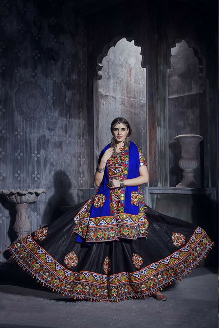 AI Fashion Black Art Silk Designer Navratri Lehenga Choli Collection