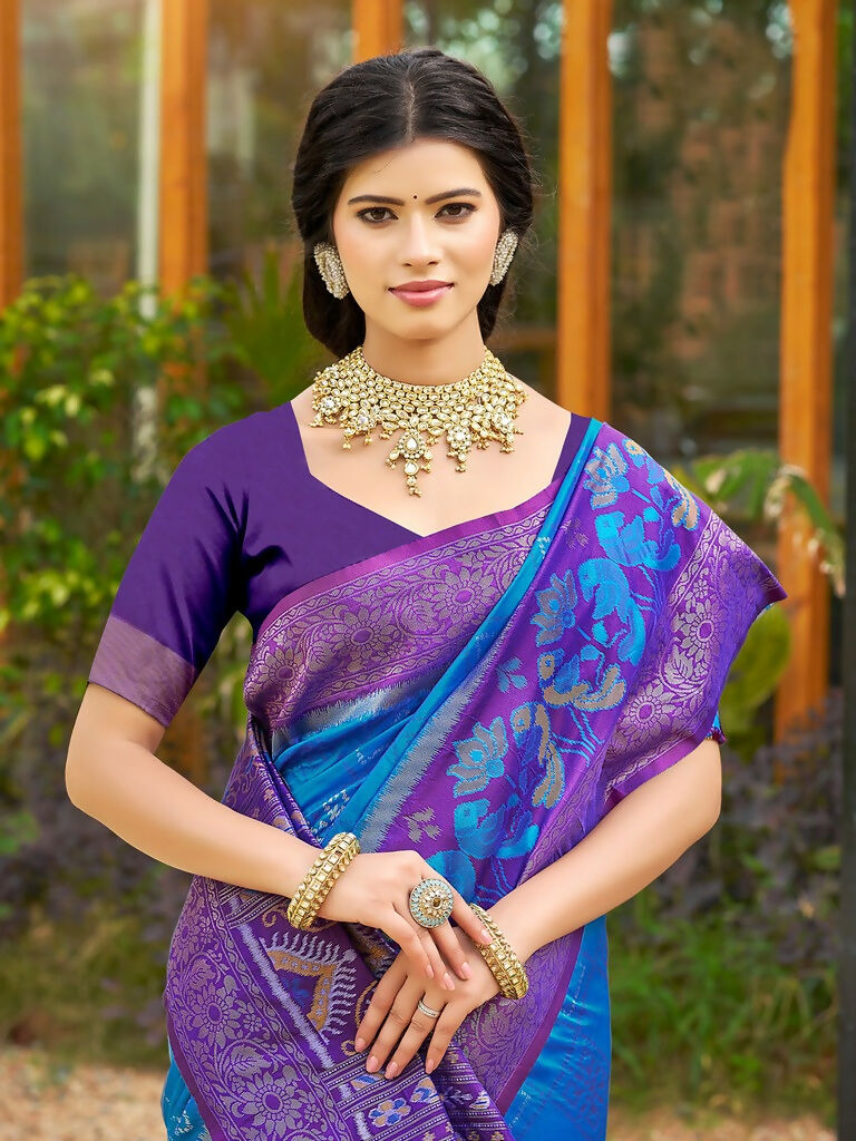 Shree Shyam Fashion Blue Soft Silk Saree - Distacart