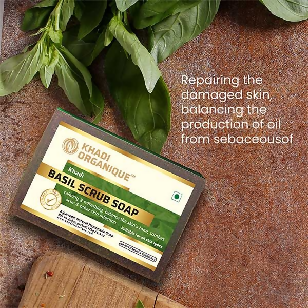 Khadi Organique Basil Scrub Soap