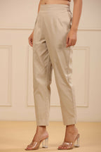 Juniper Women's Beige Cotton Spendex Solid Straight Pant - Distacart