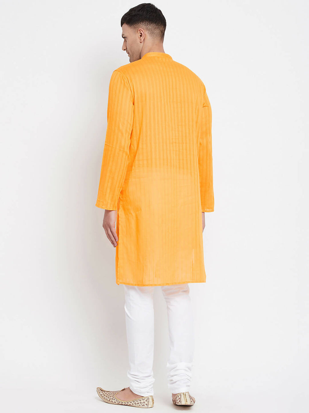 Even Apparels Men's Pure Cotton Kurta With Band Collar in Yellow Color - Distacart