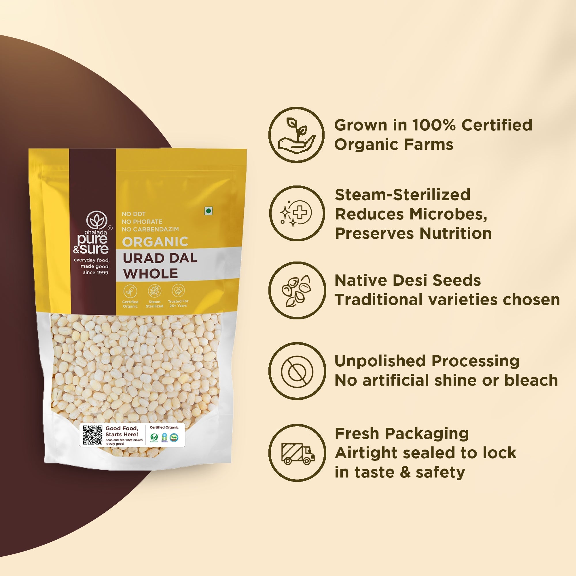 Pure & Sure Organic White Urad Dal Whole - Distacart