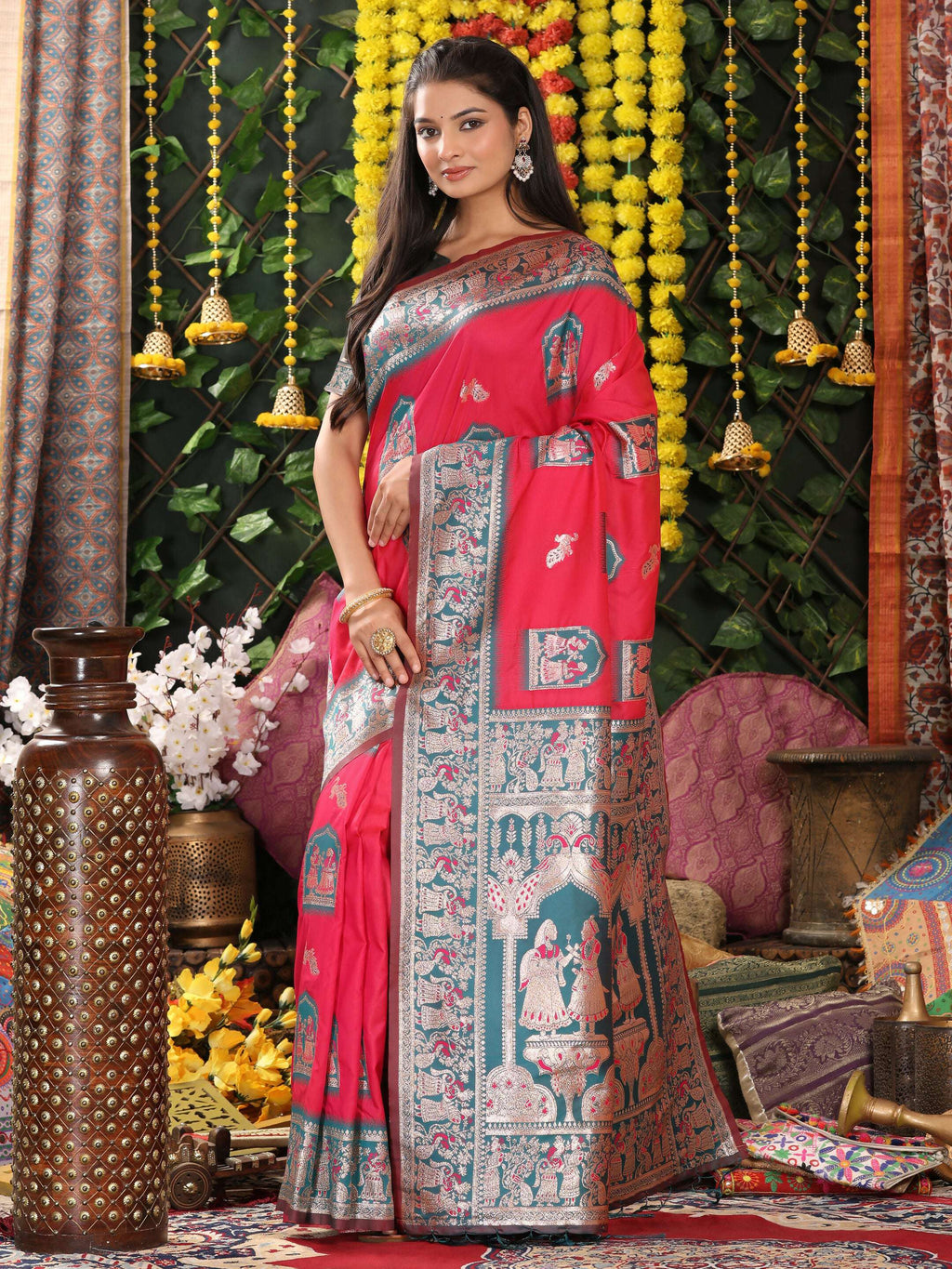 Shree Shyam Fashion Silk Pink Saree - Distacart