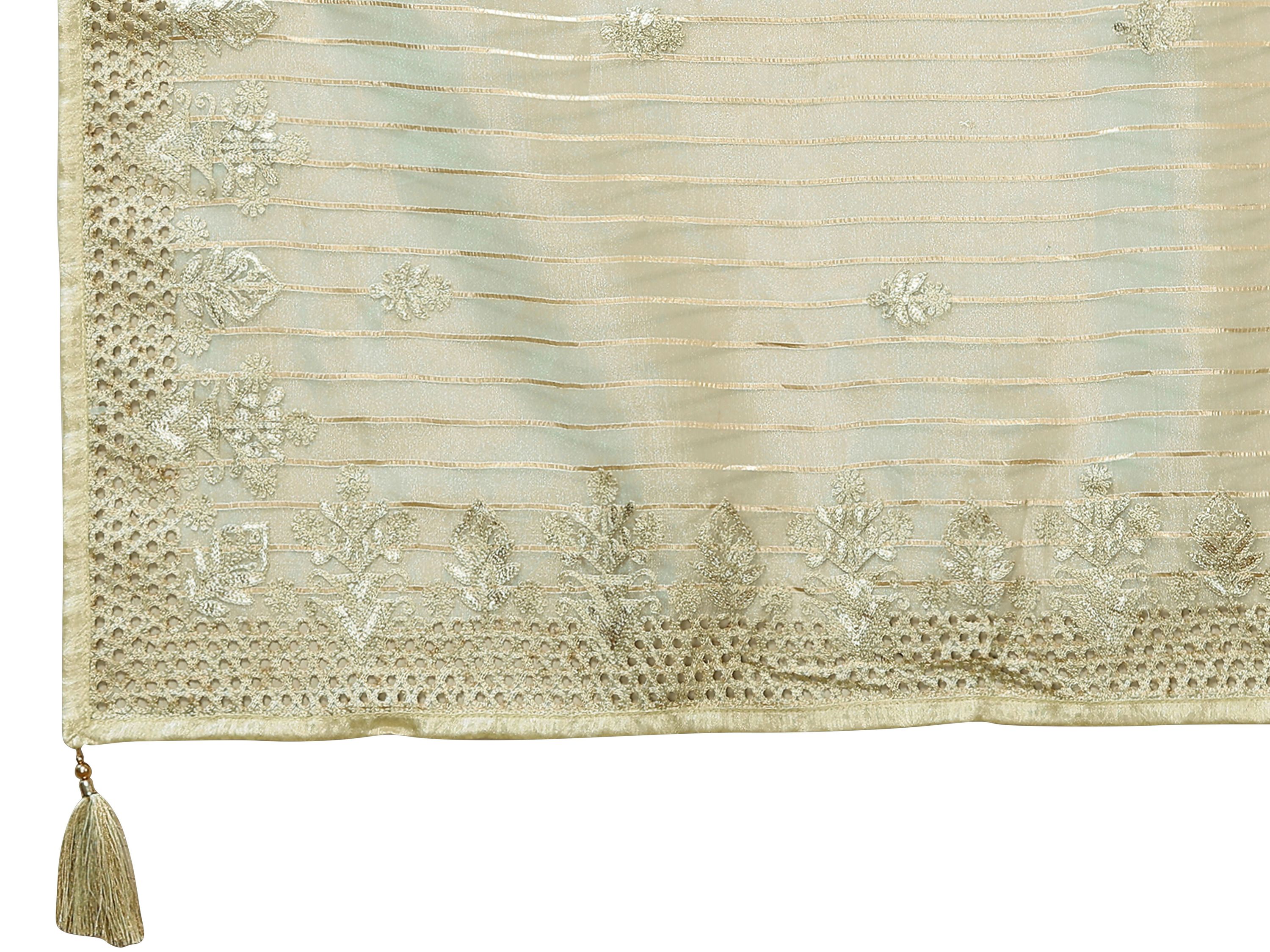 Green Silk Embroidered Saree With Stitched Blouse - Nimaya Kaksha